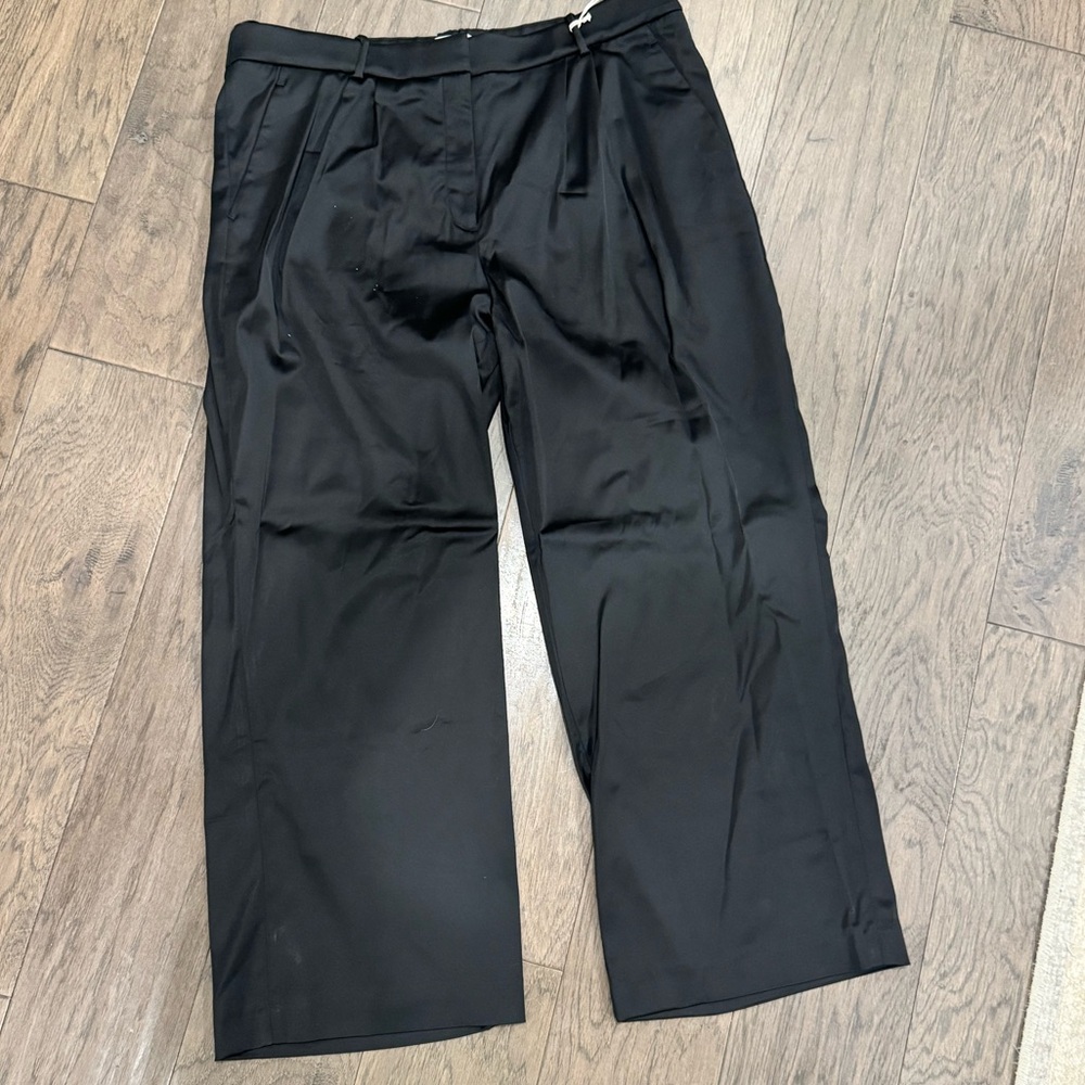 Abercrombie & Fitch Wide Leg Dress Pants Womens 34x18 Black High Rise NWT